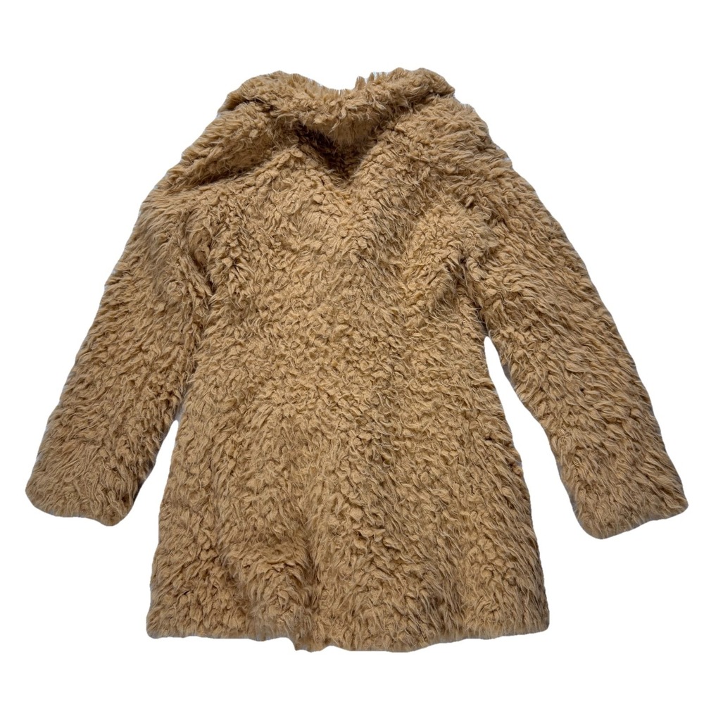 guess faux fur coat Women Winter Jacket Camel Small - Picture 3 of 10